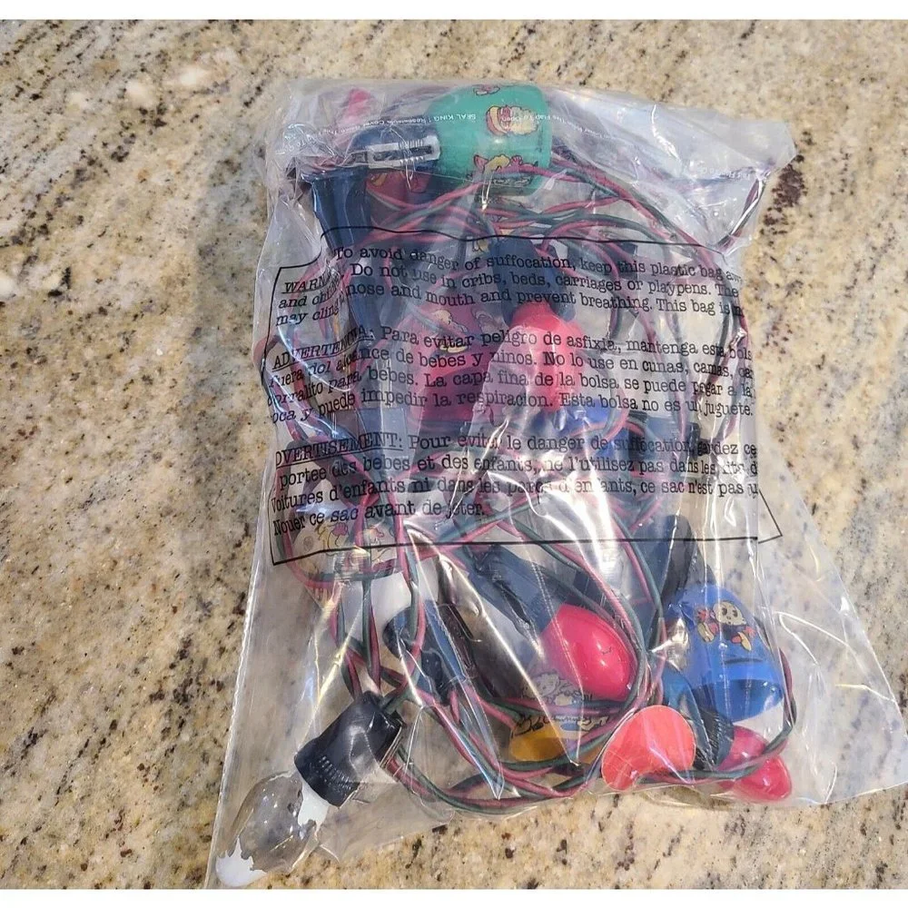 Vintage Scrappy Cartoon Christmas String Light Covers GE White Green Red Santa